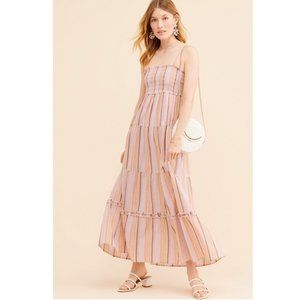 NEW Steele Ariana Maxi Dress Striped Smocked Tiered Pink Blue Yellow s t e e l e